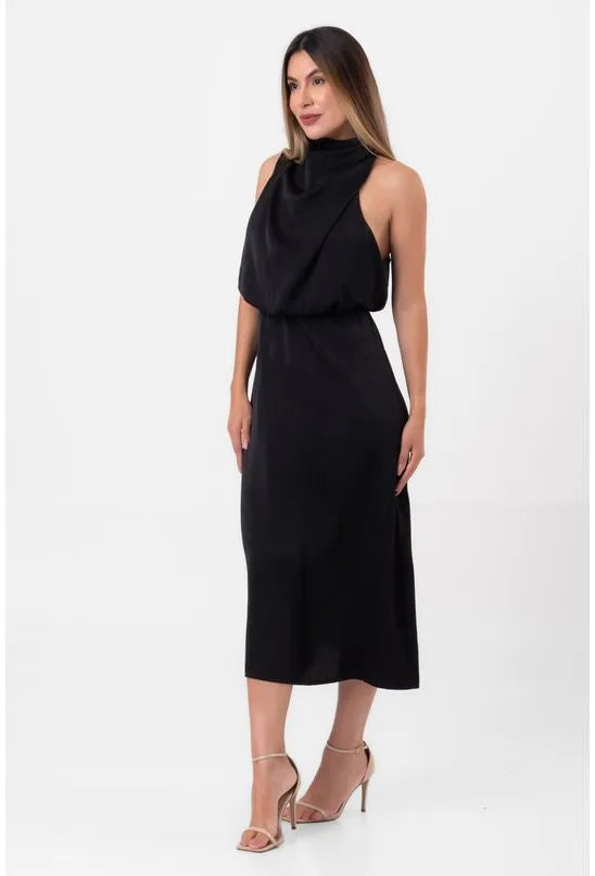 VESTIDO LONGO BLUSE ELEGANTE PRETO