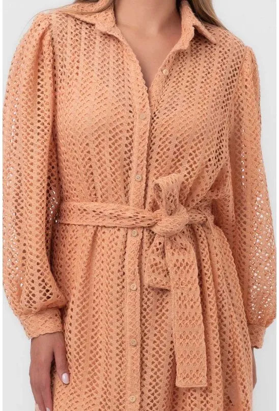 VESTIDO RENDA MIDI ROSA LABRAVA