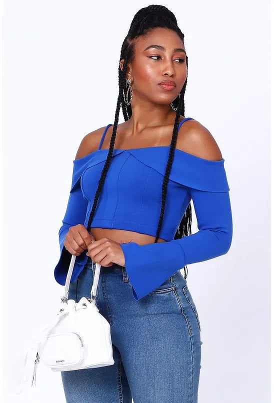 CROPPED MANGA LONGA ALL IS LOVE - AZUL