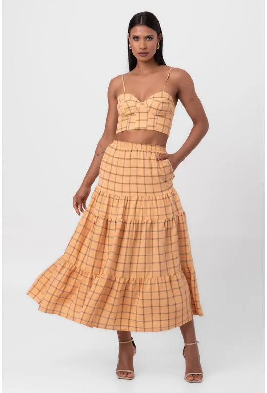 CROPPED AMARELO MADRAS PEQUIÁ