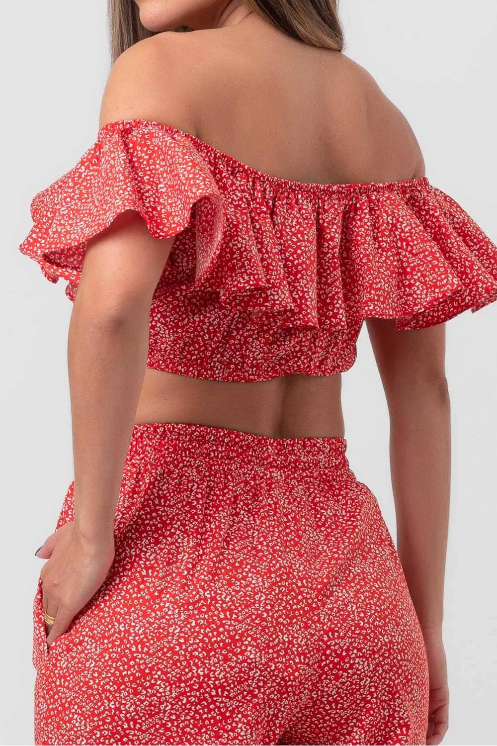 BLUSA TRICOLINE BABADO JAGUAR VERMELHO PEQUIÁ