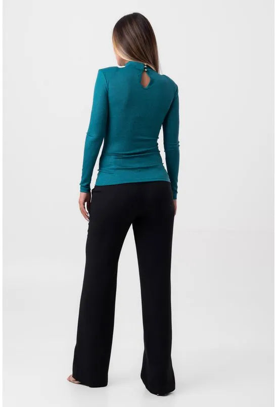 BLUSA LUREX MANGA LONGA VERDE LABRAVA