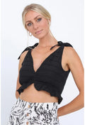 TOP DE VOIL STRIPE COM BABADO ANIMALE JEANS