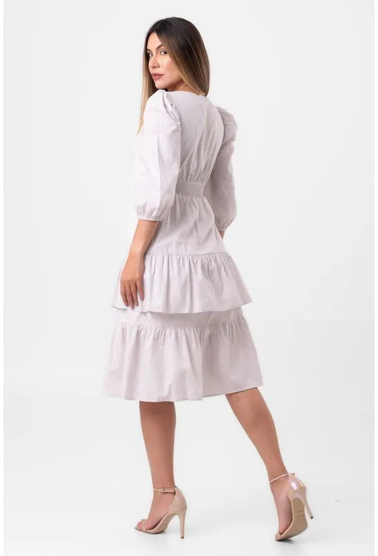 VESTIDO TRICOLINE CAMADAS CINZA PEQUIÁ