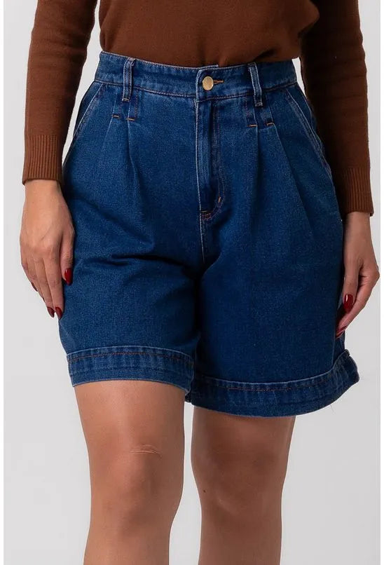 BERMUDA JEANS COM PREGAS LABRAVA