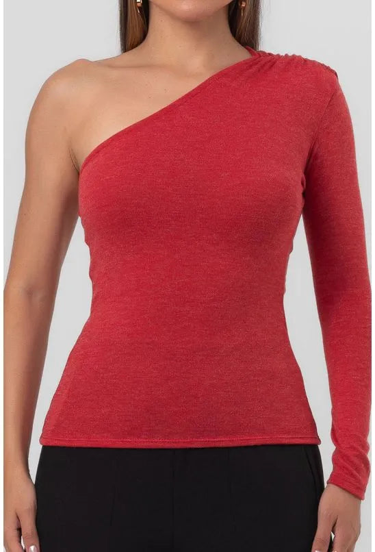 BLUSA ASSIMÉTRICA MANGA LONGA VERMELHA LABRAVA