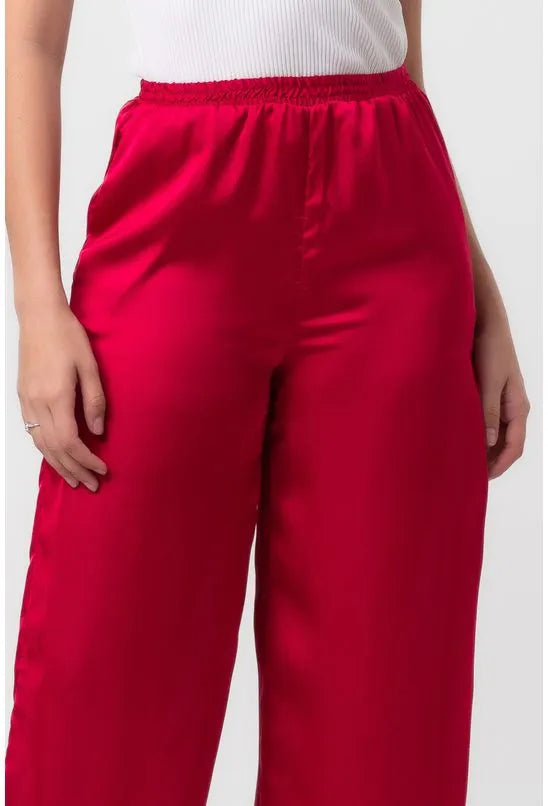 CALÇA RETA ACETINADA ROSA LABRAVA