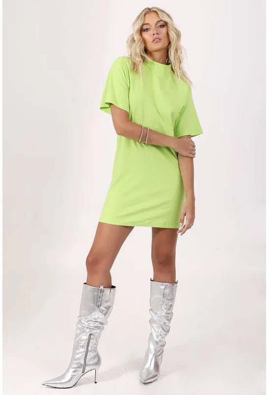 VESTIDO MALHA T-SHIRT GOLA VERDE PEQUIÁ