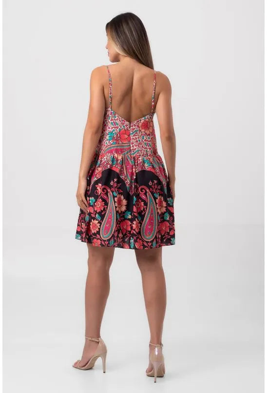 VESTIDO CURTO PAISLEY FLORAL PEQUIÁ