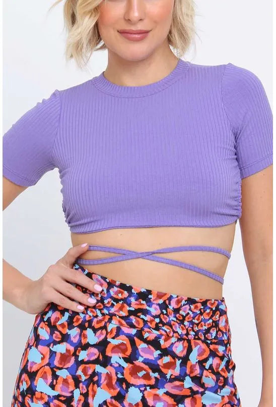 BLUSA AMARRACAO CANELADA ROXA PEQUIA