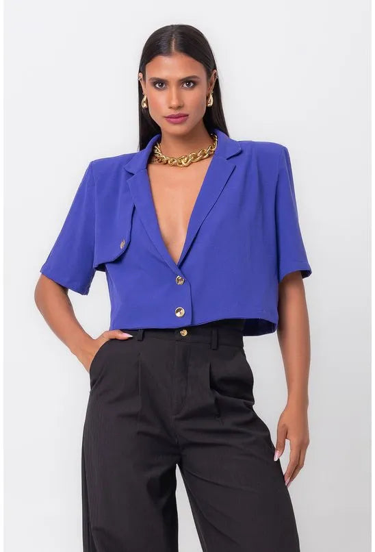 BLAZER CROPPED LAPELA ROXO LABRAVA