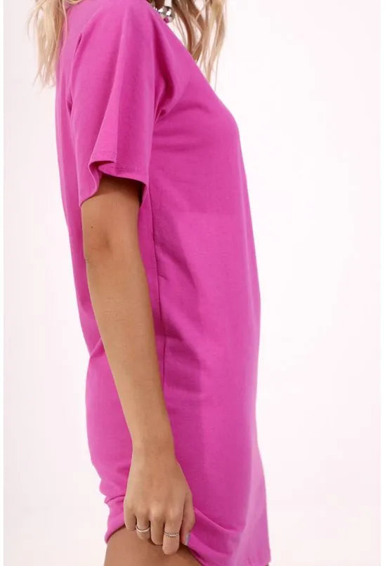VESTIDO MALHA T-SHIRT GOLA ROSA PEQUIÁ