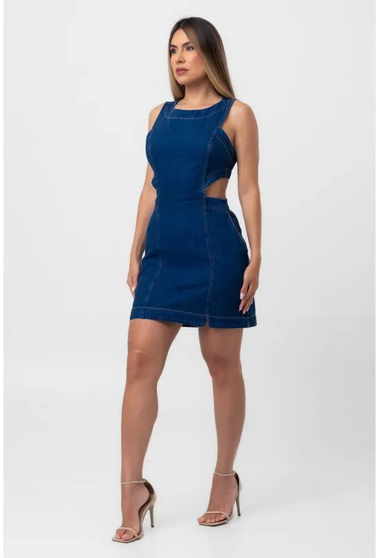 VESTIDO JEANS CURTO RECORTADO LABRAVA