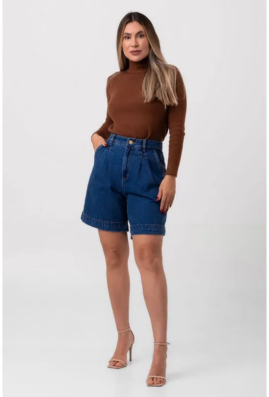 BERMUDA JEANS COM PREGAS LABRAVA