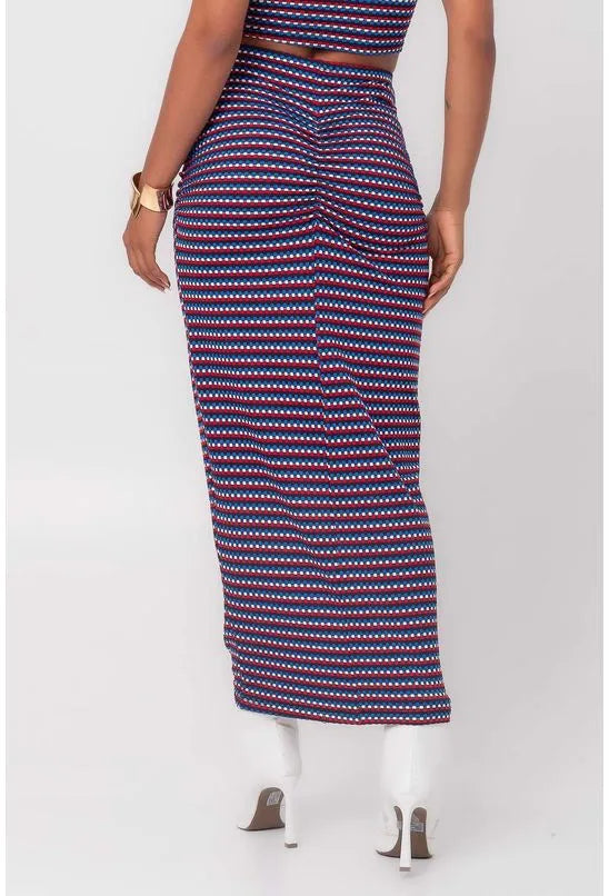 SAIA DE MALHA LONGA PIXEL NAVY VERMELHO PEQUIÁ