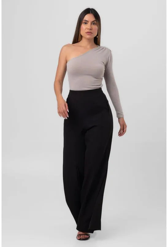 BLUSA ASSIMÉTRICA MANGA LONGA CINZA LABRAVA