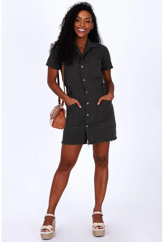 VESTIDO SARJA BOTÕES FRONTAIS ALL IS LOVE