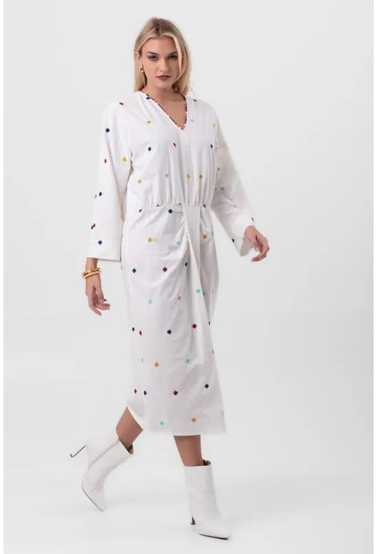 VESTIDO MIDI DECOTADO BRANCO