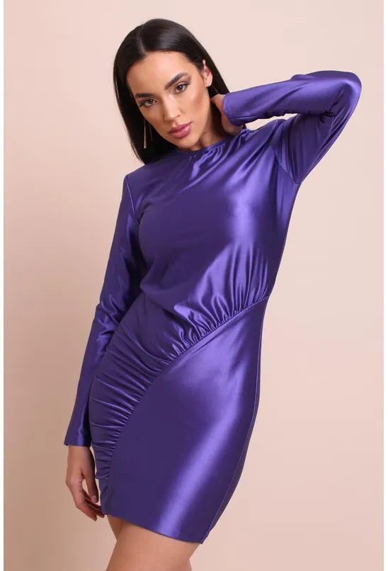 VESTIDO CURTO FRANZIDO JERSEY ROXO LABRAVA