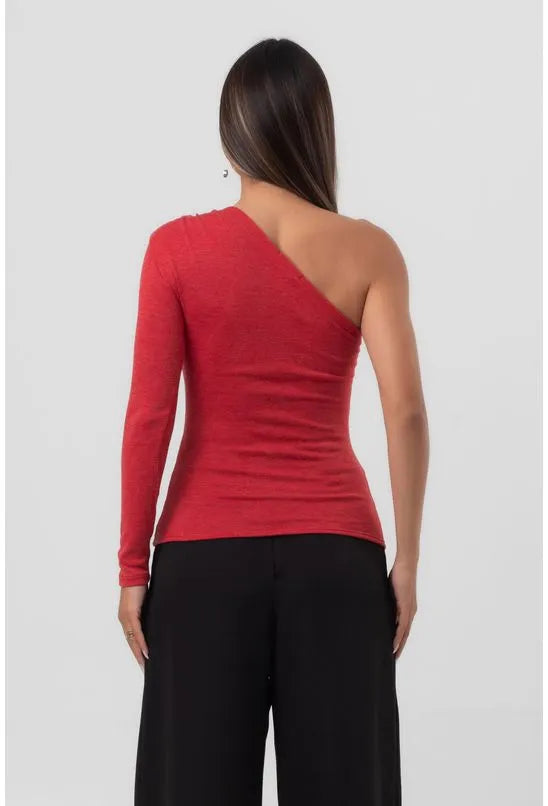 BLUSA ASSIMÉTRICA MANGA LONGA VERMELHA LABRAVA