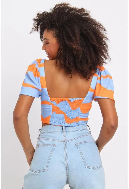 BLUSA CROPPED TERREMOTO DE COR PEQUIÁ