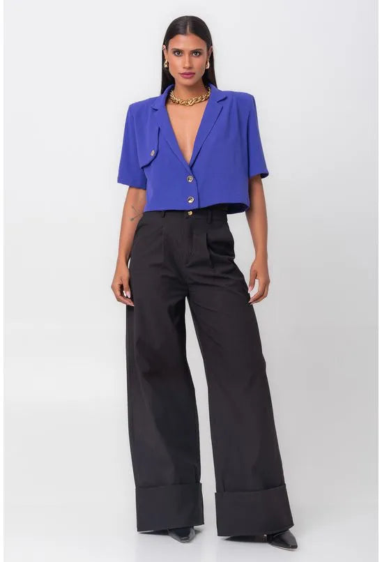 BLAZER CROPPED LAPELA ROXO LABRAVA