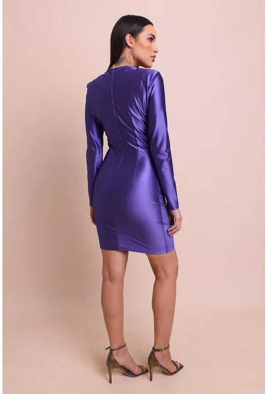 VESTIDO CURTO FRANZIDO JERSEY ROXO LABRAVA