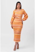 VESTIDO BORDADO MIDI ASSIMÉTRICO ETNIA LARANJA LABRAVA