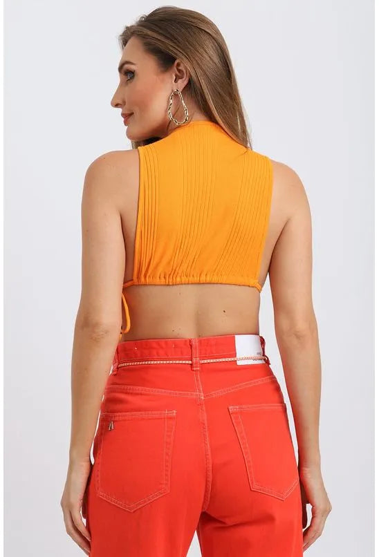 CROPPED COM AMARRAÇÃO LATERAL ANIMALE JEANS
