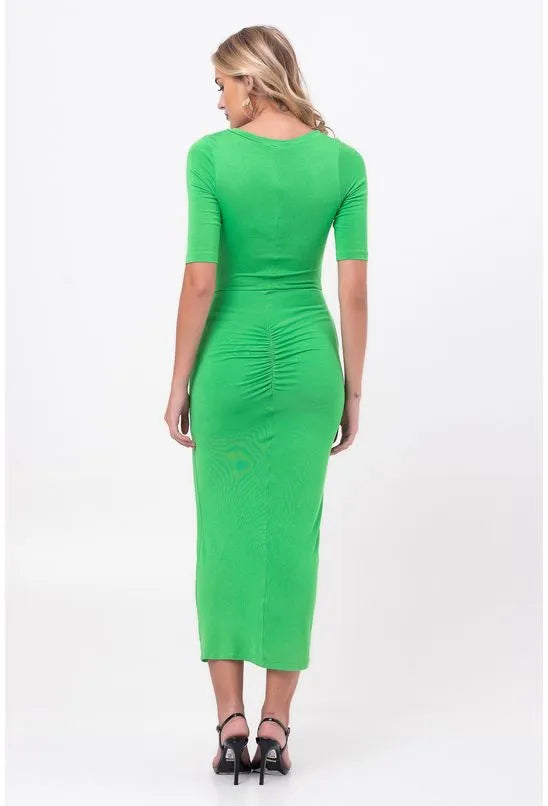 VESTIDO SUPER MIDI CANALETAS VERDE LABRAVA