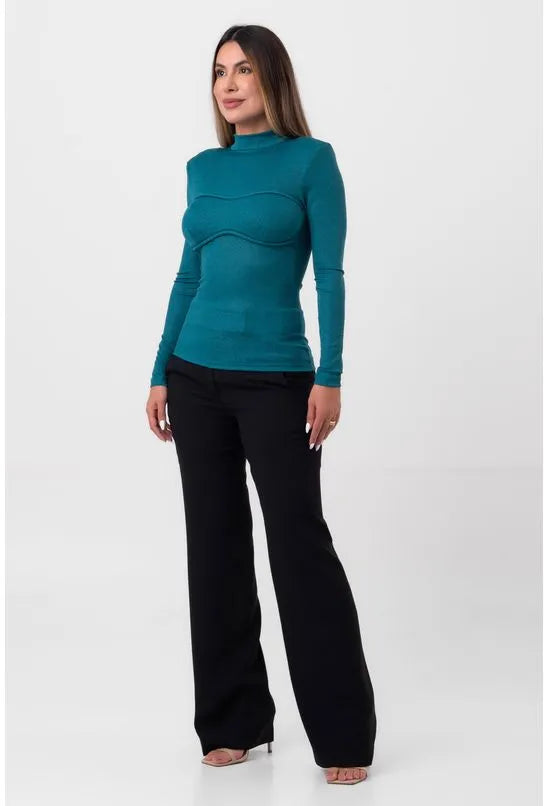 BLUSA LUREX MANGA LONGA VERDE LABRAVA