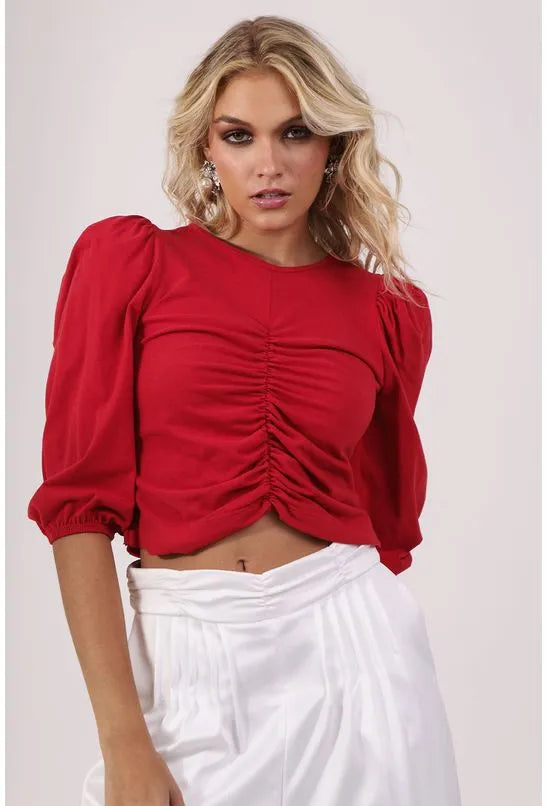 BLUSA CROPPED FRANZIDA VERMELHA LABRAVA