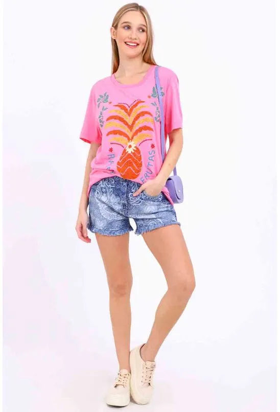 SHORTS JEANS ESTAMPA CASHMERE ALL IS LOVE