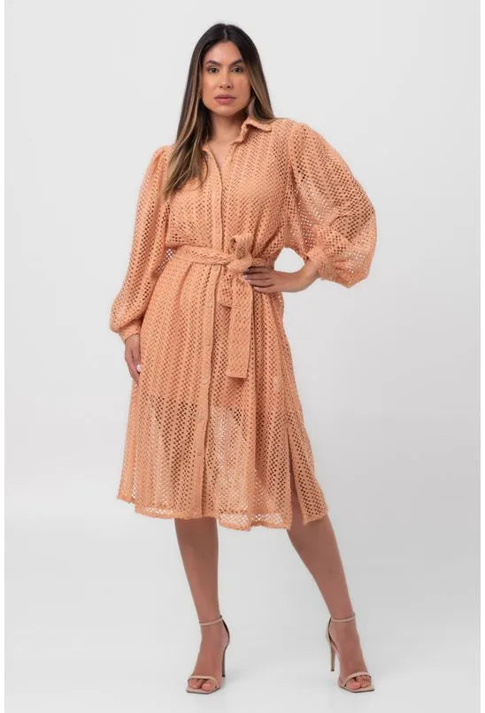 VESTIDO RENDA MIDI ROSA LABRAVA