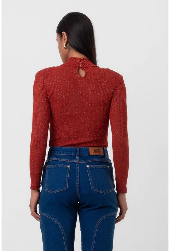 BLUSA TRICOT CANELADO MANGA LONGA VERMELHO LABRAVA
