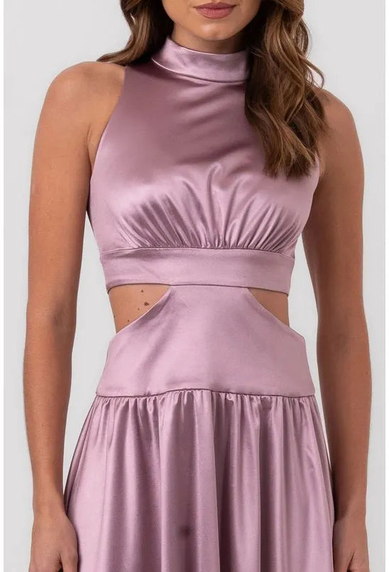 VESTIDO SATIN MIDI ABERTURAS ROXO LABRAVA