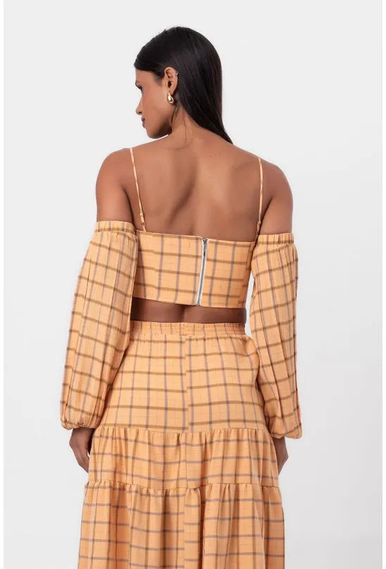 CROPPED AMARELO MADRAS PEQUIÁ