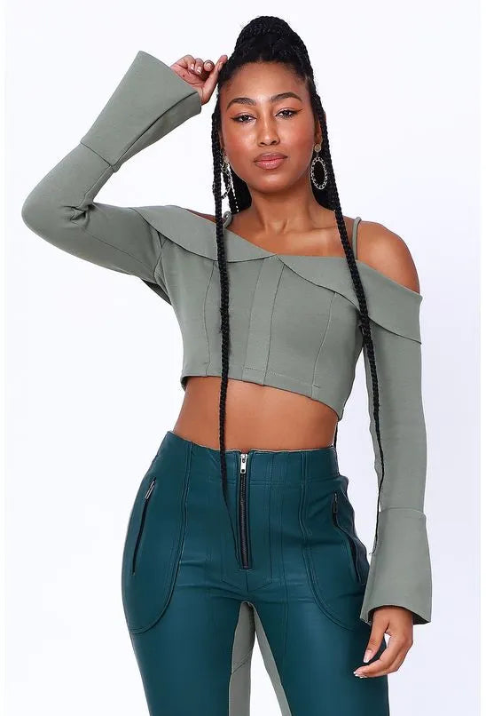 CROPPED MANGA LONGA ALL IS LOVE - VERDE