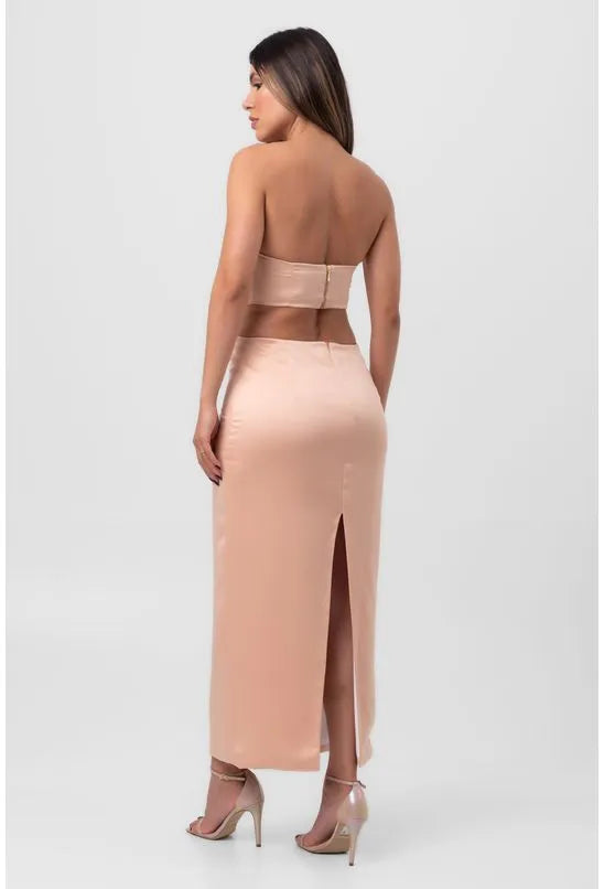 VESTIDO SUPER MIDI BEGE LABRAVA