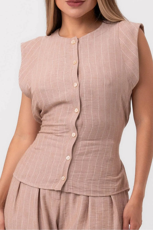 BLUSA AMARRAÇÃO LISTRAS VERANO BEGE LABRAVA