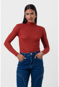 BLUSA TRICOT CANELADO MANGA LONGA VERMELHO LABRAVA