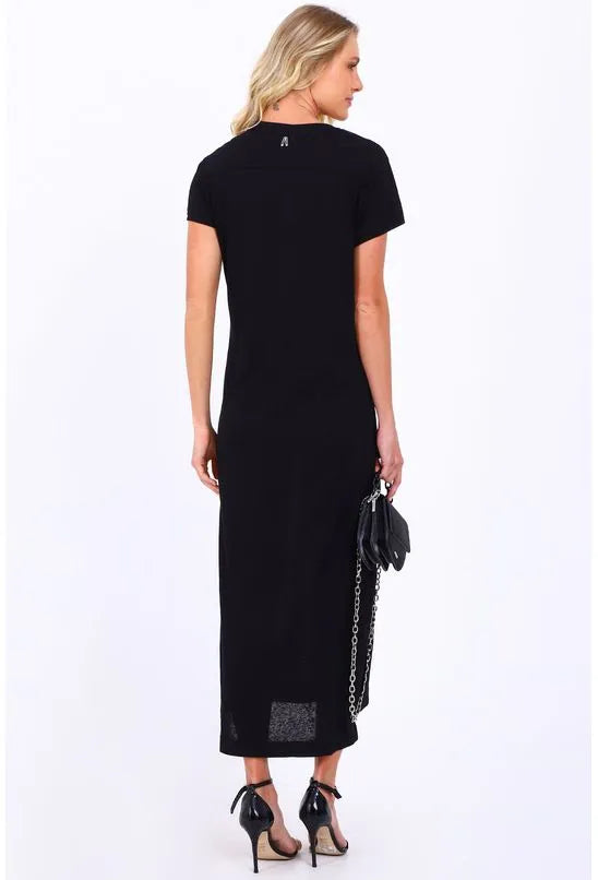 VESTIDO DE MALHA LONGO COM FENDA ANIMALE JEANS