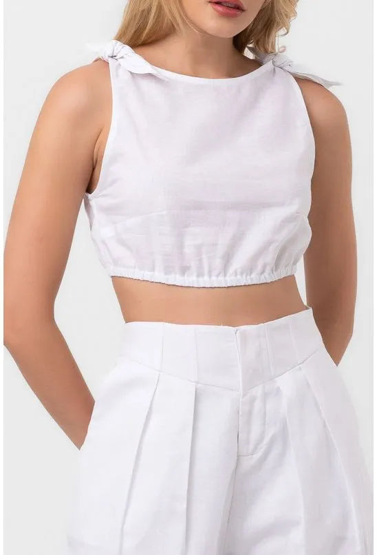 BLUSA CROPPED AMARRAÇÃO ALÇAS BRANCA LABRAVA