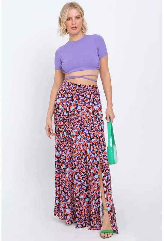 BLUSA AMARRACAO CANELADA ROXA PEQUIA