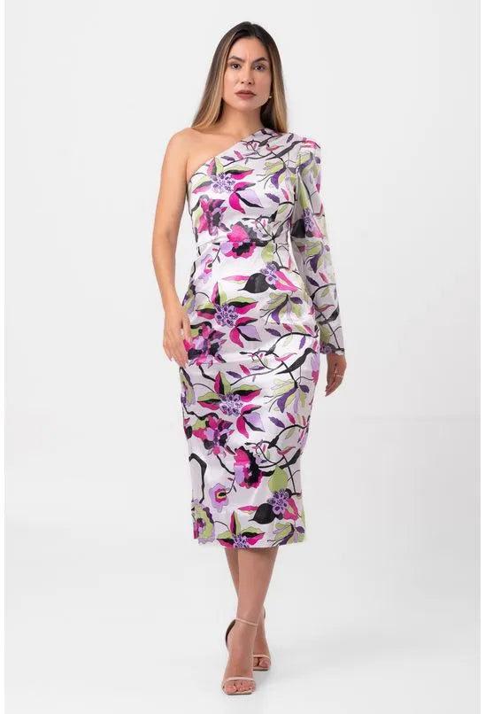 VESTIDO MIDI MANGA ÚNICA SENSUALE ROSA LABRAVA