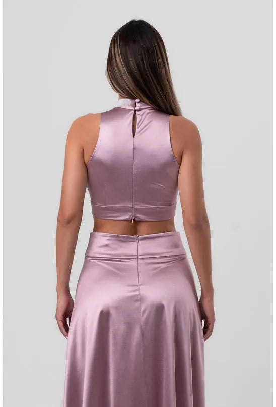 TOP SATIN CROPPED ROXO LABRAVA