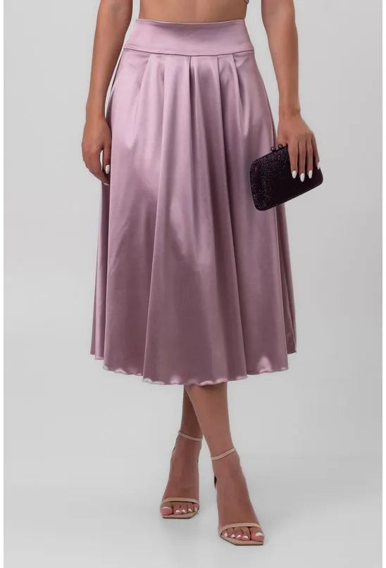 SAIA SATIN MIDI PREGAS ROXO LABRAVA
