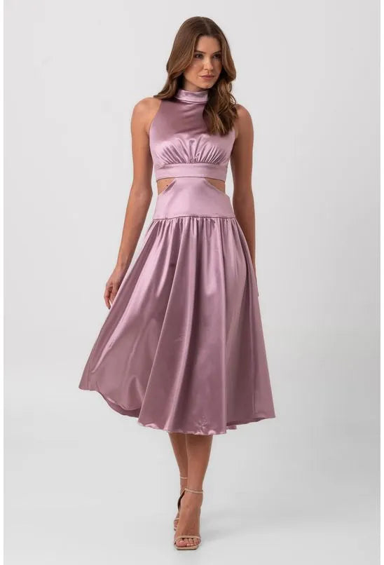 VESTIDO SATIN MIDI ABERTURAS ROXO LABRAVA