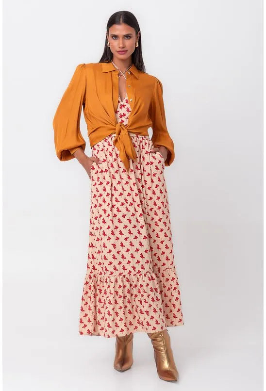 VESTIDO VISCOSE MIDI FLORIPA PEQUIÁ