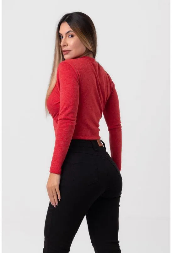 BLUSA MANGA LONGA FRANZIDA VERMELHA LABRAVA
